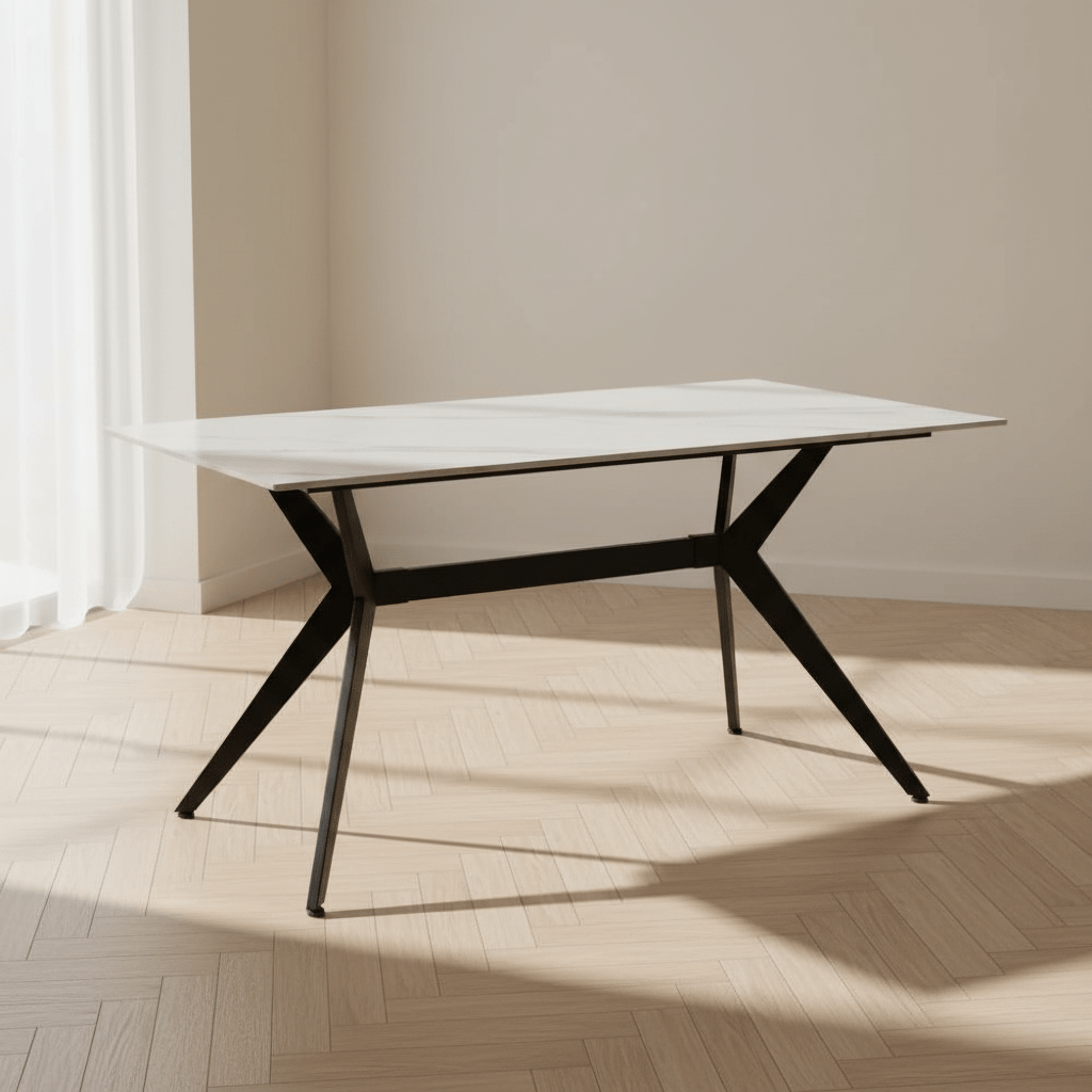 Esstisch Grace Sinterstein Marmoroptik Weiß