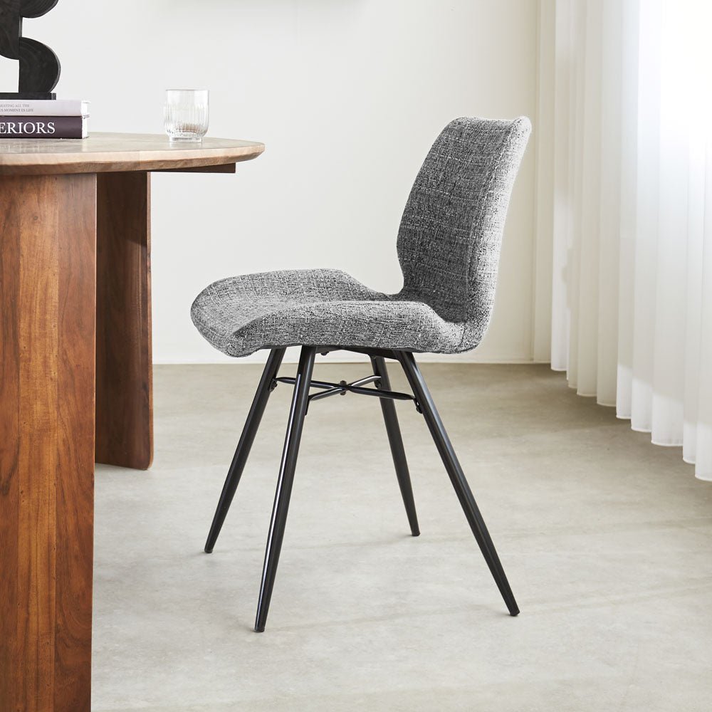 Esszimmerstuhl Beau Chenille Dimehouse Grau LxBxH 72x68x50 Stoff Stimmungsvolle Foto-Seitenansicht