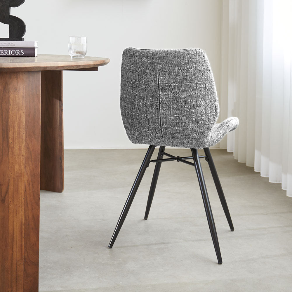 Esszimmerstuhl Beau Chenille Dimehouse Grau LxBxH 72x68x50 Stoff Stimmungsvolle Fotodiagonale Rückansicht