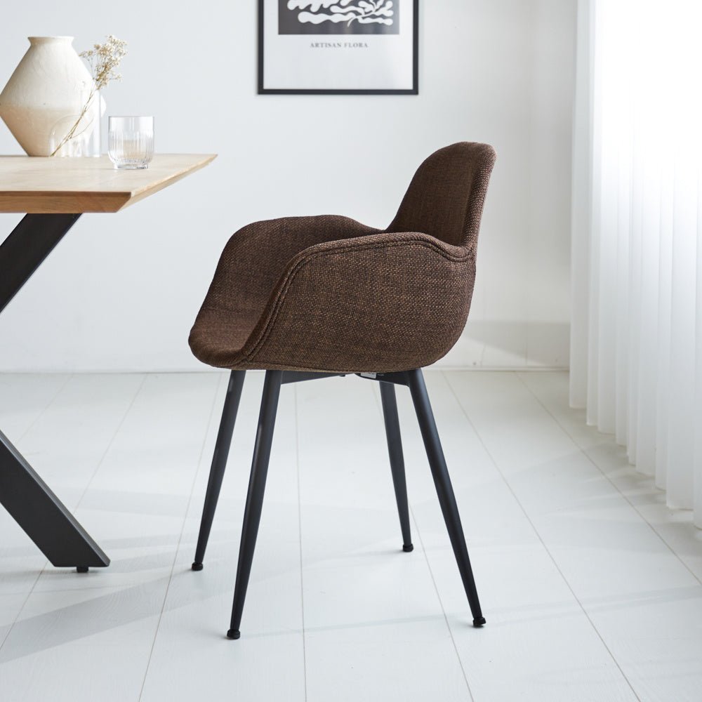 Esszimmerstuhl Mick Dimehouse Braun LxBxH 64x62x59 Stoff Stimmungsvolle Foto-Seitenansicht