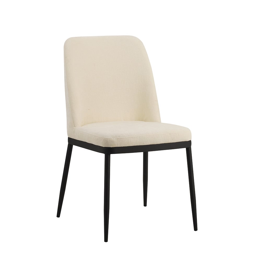 Esszimmerstuhl Noli Chenille Dimehouse Weiß LxBxH 73x65x53 Stoff Weißes Foto, diagonale Vorderansicht
