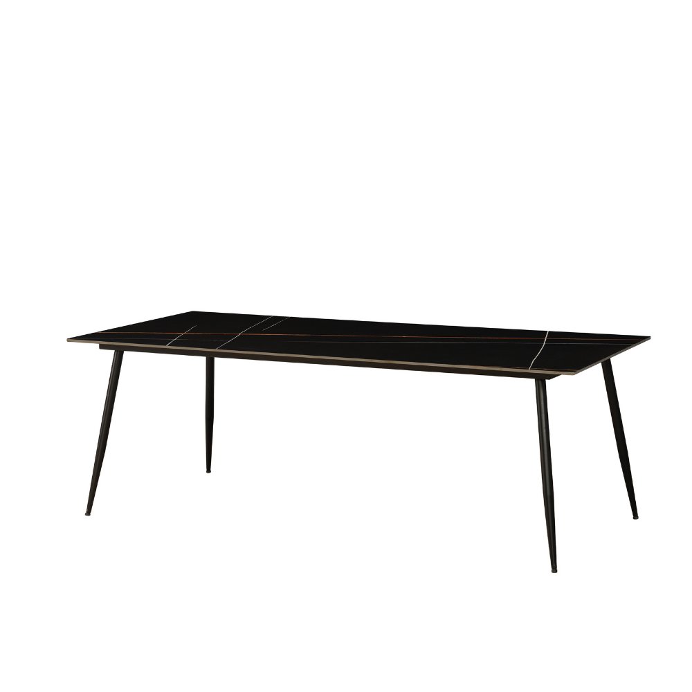 Jules Black Esstisch Dimehouse Schwarz LxBxH 78x27x10 Gesinterter Stein Weißes Foto diagonale Vorderansicht
