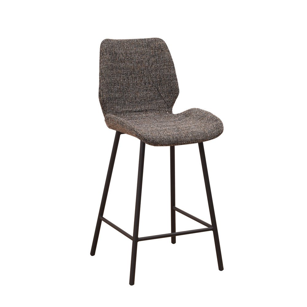 Barhocker Beau Chenille Dimehouse Dunkelgrau LxBxH 82x54x52 Stoff Weißes Foto diagonale Vorderansicht