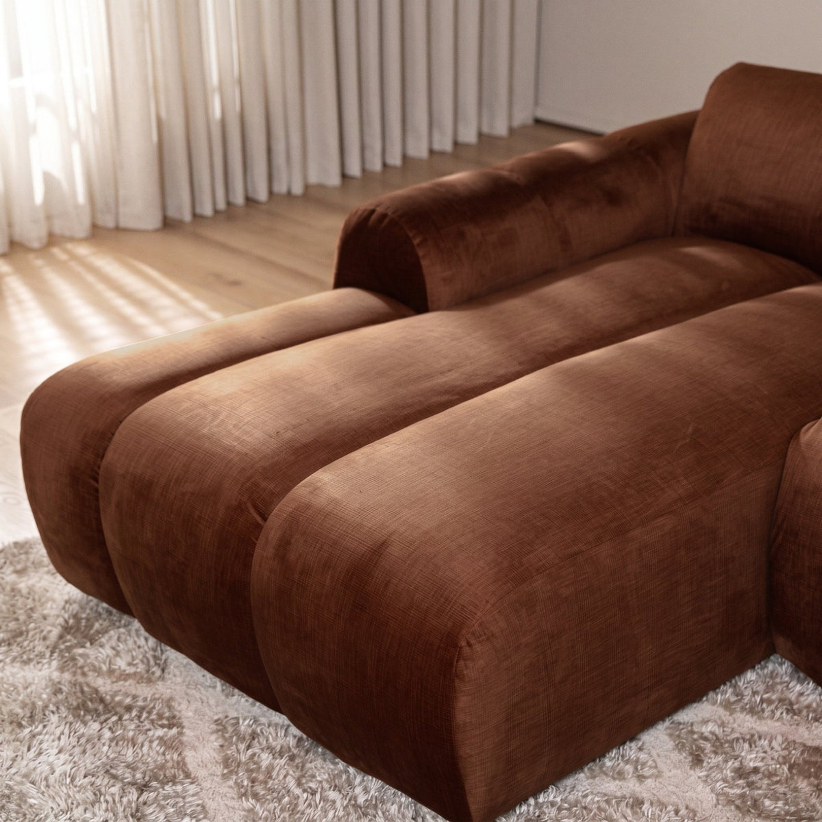 Banken-Ecksofa mit Lounge-Käufer Samt Strukturstoff - Streifen - links - Brix-Dimehouse