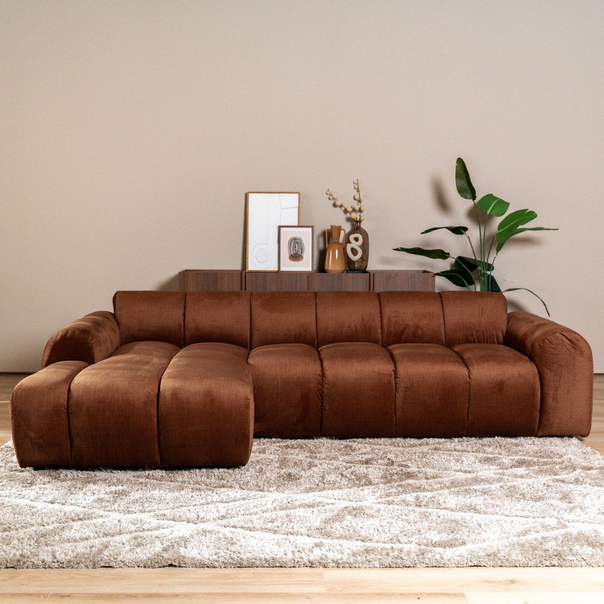 Banken-Ecksofa mit Lounge-Käufer Samt Strukturstoff - Streifen - links - Brix-Dimehouse