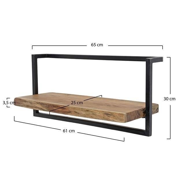 Wandregal Aberdeen DH Interior Akazie LxBxH 66x33x11 Akazienholz Weiß Foto Größenangabe