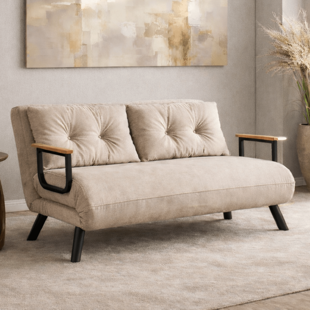 2-zits beige slaapbank