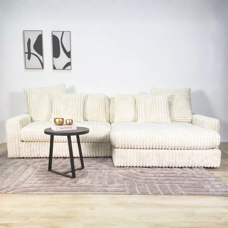 3-Sitzer-Loungesofa Nia aus geripptem Stoff in Beige