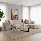 Modulare XXL-Ecksofa beige Leinen 430 cm breit Sora - rechts 