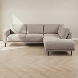 Modernes 3-Sitzer Ecksofa Rechts Taupe Stoff Aniko mit Liege 240x197x78 cm