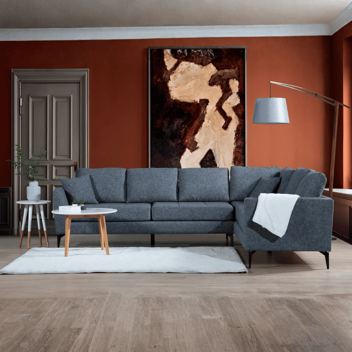 Ecksofa rechts Tempo Dunkelgrau