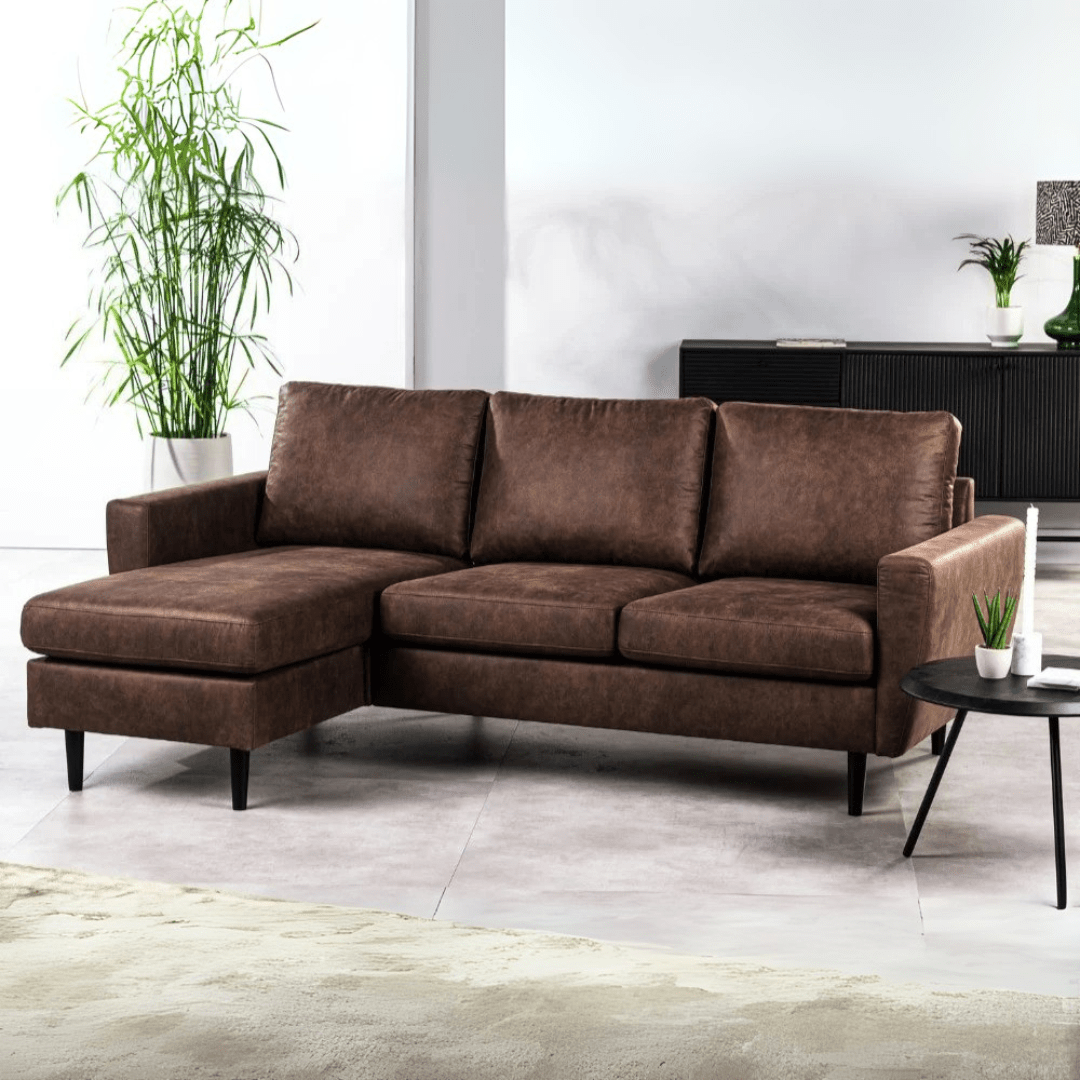 Ecksofa Lara Stoff braun links/rechts