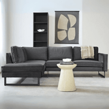 Ecksofa Quinn Samt Anthrazit lose Kissen links 