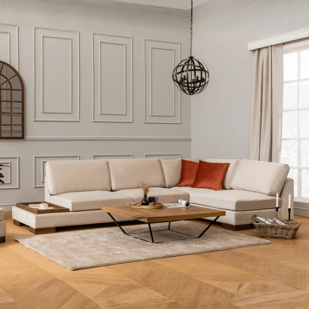 Rechtes Ecksofa Tulip Beige