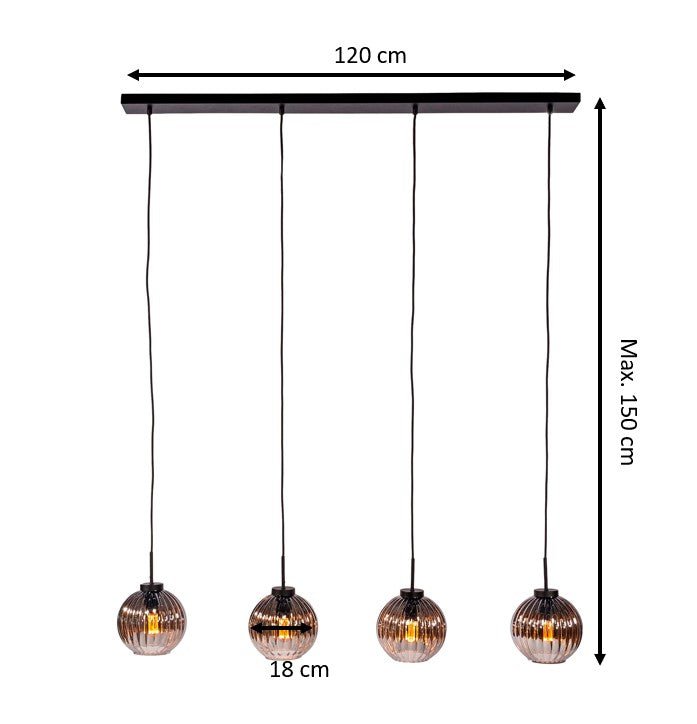 Hängelampe Viola 4-flammig Glas braun