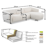 Ecksofa Sophie aus Bouclé in Creme mit organischer Form – rechts