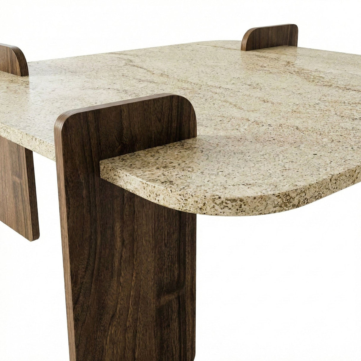 Afrolli Couchtisch Travertin-Optik Walnuss 90x90 Travertin-Optik und Walnuss Melaminbeschichteter Holzverbundstoff