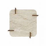 Afrolli Couchtisch Travertin-Optik Walnuss 90x90 Travertin-Optik und Walnuss Melaminbeschichteter Holzverbundstoff