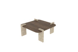 Afrolli Couchtisch Walnuss Travertin 90 x 90 cm Walnuss, Travertin Melaminbeschichtetes Holz