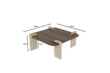 Afrolli Couchtisch Walnuss Travertin 90 x 90 cm Walnuss, Travertin Melaminbeschichtetes Holz