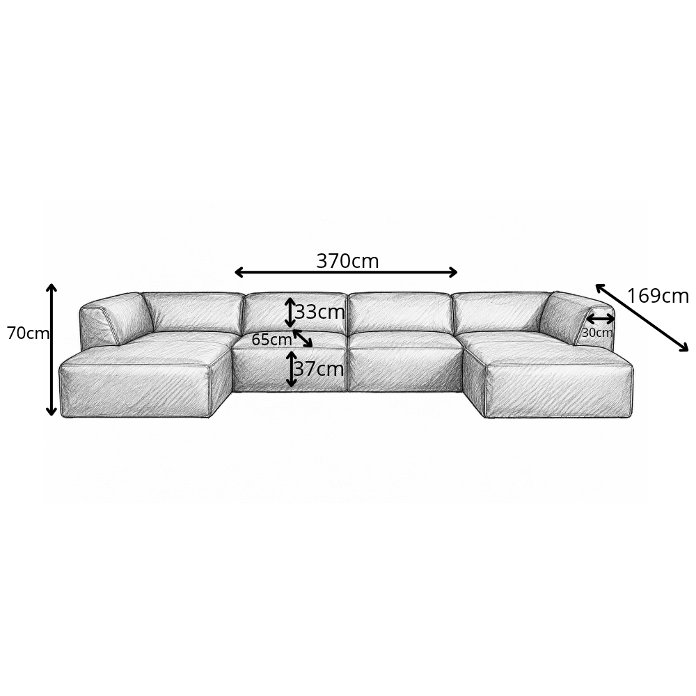 Banken-U-bank koper chenille bouclé - 370x169 cm - Jaylen-Dimehouse