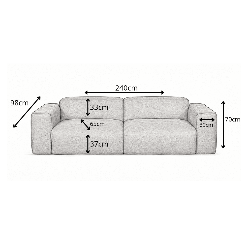 Banken-3-zits bank koper chenille bouclé - 240x98 cm - Jaylen-Dimehouse