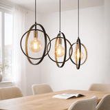 Runde 3-flammige Pendelleuchte Otan aus Metall im Industriestil