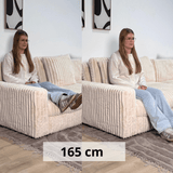3-Sitzer-Loungesofa Nia aus geripptem Stoff in Beige