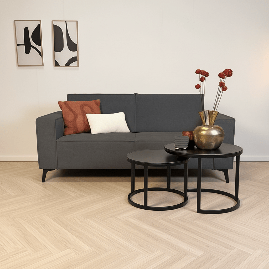 2-Sitzer lose große Rückenkissen anthrazit Chenille Yara 