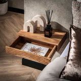 Nachttische Arlo Set von 2 – Massives Akazienholz mit Schublade 