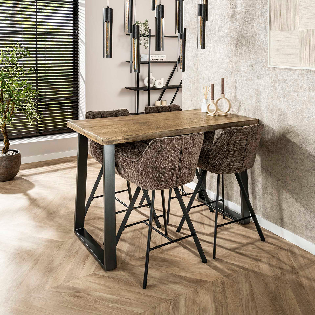 Industrielle Bartafel aus Mangoholz Wyatt Blank 135x70 cm