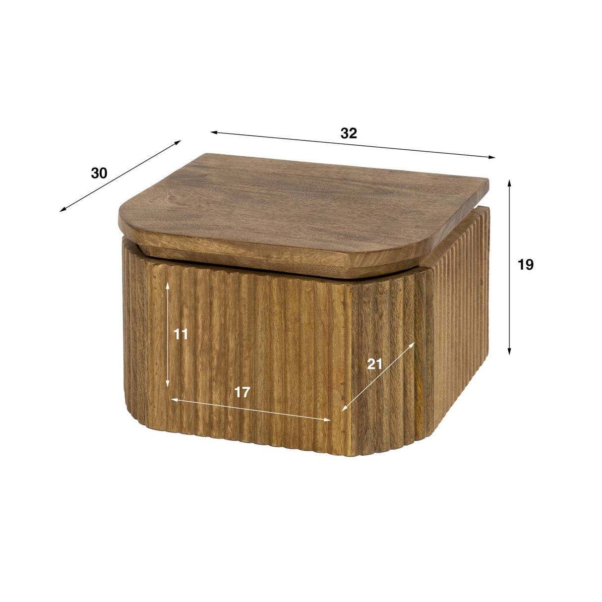 Schwebender Nachttisch Mangoholz Sand – 1 Schublade 