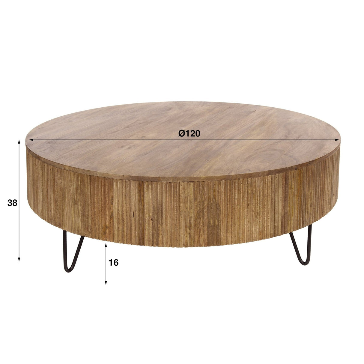 Runder Couchtisch Mangoholz Ø120 cm - Sandfarbe 
