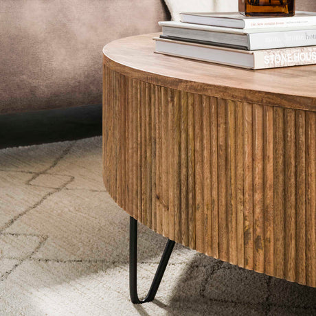 Runder Couchtisch Mangoholz Ø120 cm - Sandfarbe 