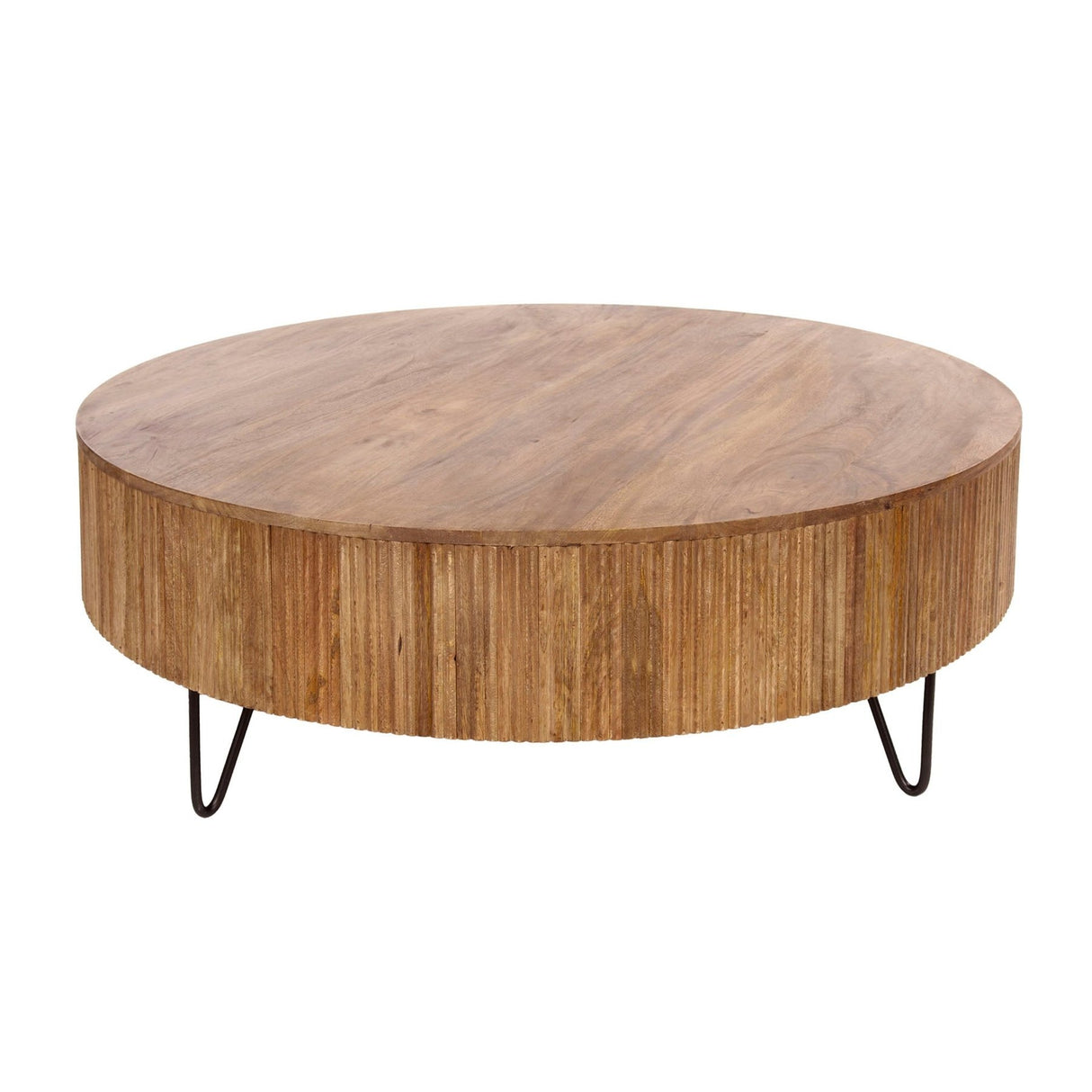 Runder Couchtisch Mangoholz Ø120 cm - Sandfarbe 