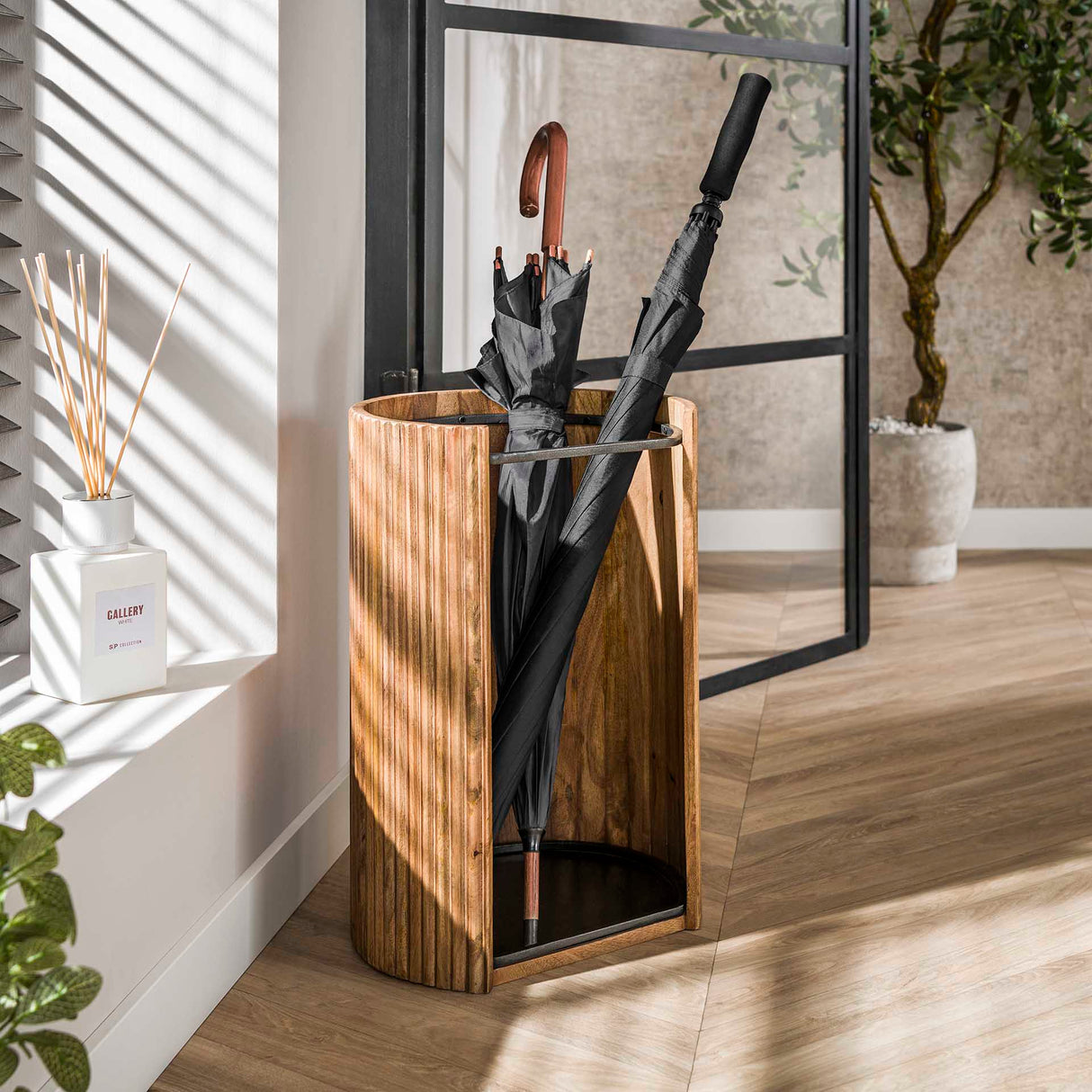 Schirmständer Liva - Mangoholz Sandfarbe 50 cm 