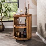 Bartrolley Mangoholz Sandfarbe auf Rädern 