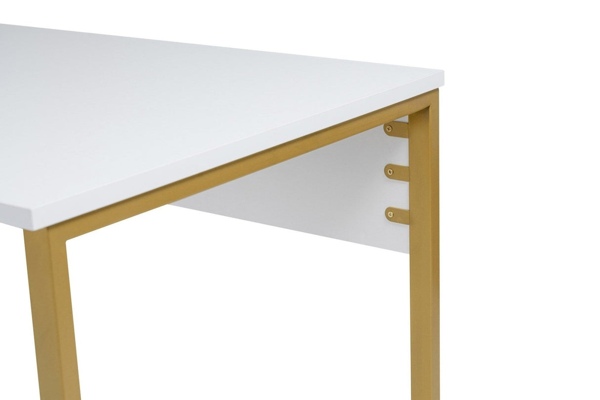 Studie Büro Melamin 240x60 cm Twin Study Desk mit Silber und Gold Weiß Gold 