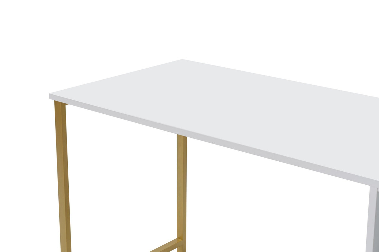 Studie Büro Melamin 240x60 cm Twin Study Desk mit Silber und Gold Weiß Gold 