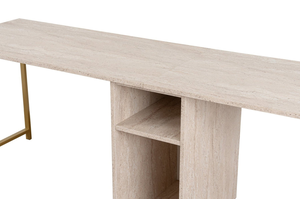 Studiebüro Twin Study Desk Travertin Gold 240x60 cm Melamin 