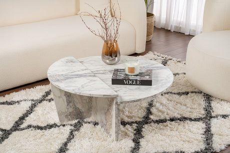 Runder Couchtisch Marmor Gestuft Melamin 90 cm Orin 