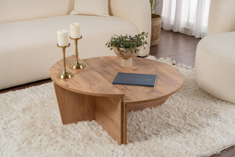 Runder Couchtisch Atlantische Kiefernholz Gestuft Melamin 90 cm Orin 