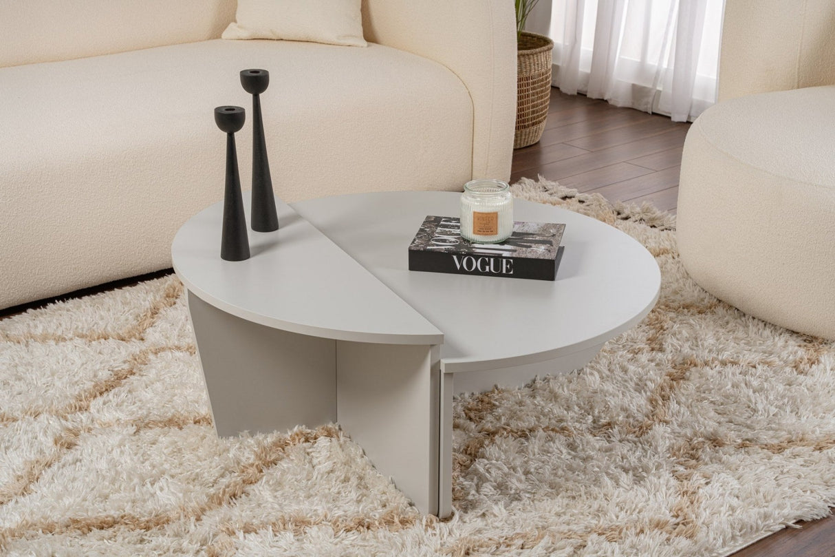 Salontafels - Ronde Salontafel Grijs Getrapt Melamine 90 cm Orin - Dimehouse