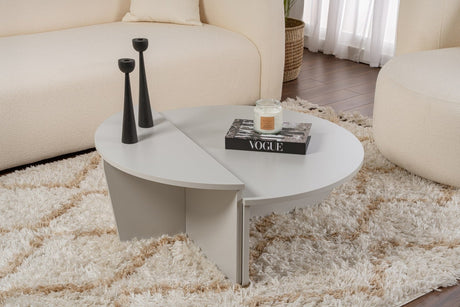 Runder Couchtisch Grau Gestuft Melamin 90 cm Orin 