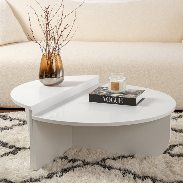 Rund Couchtisch Weiß 85 cm Melamin Orin