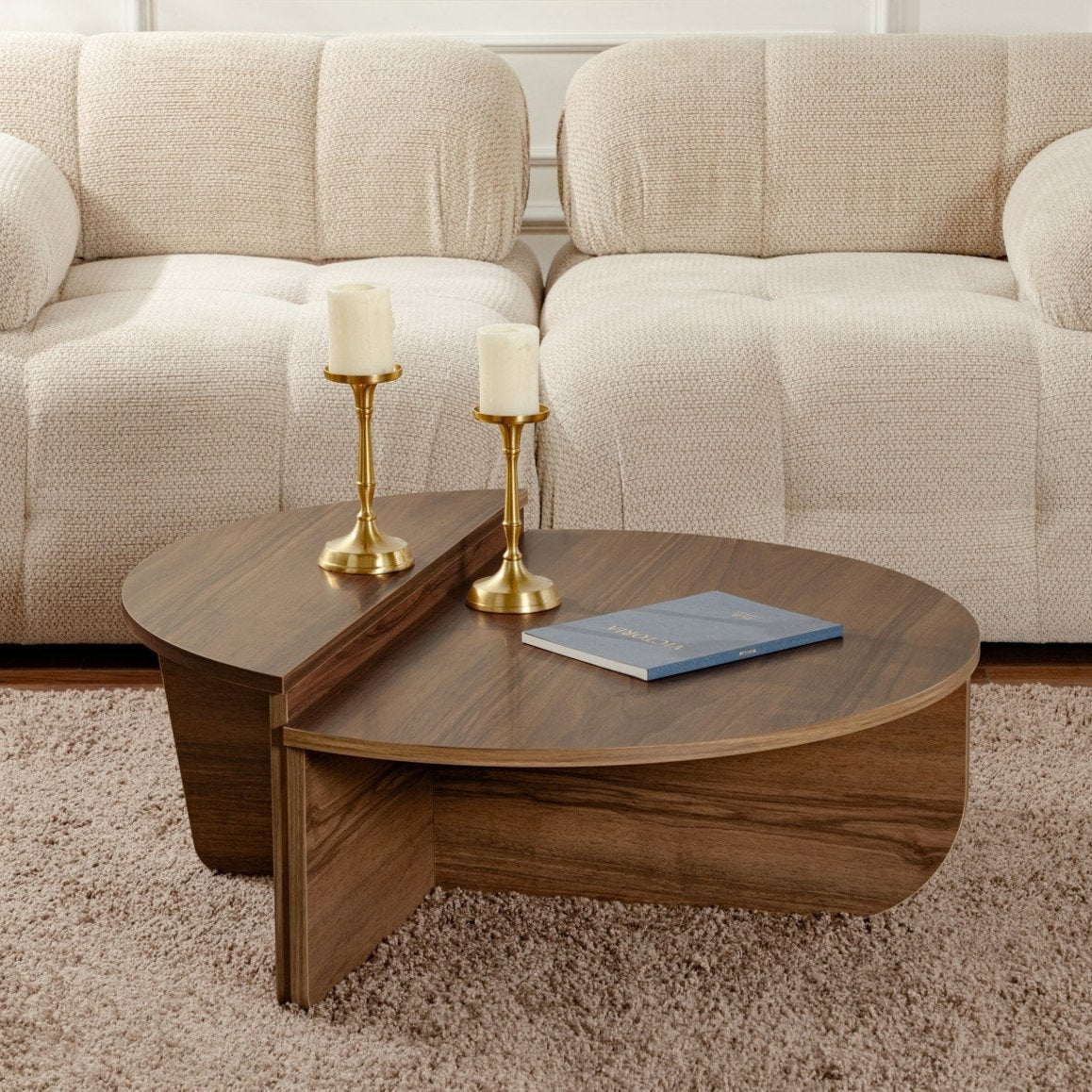 Couchtisch Rund 85 cm Walnuss Melamin Orin