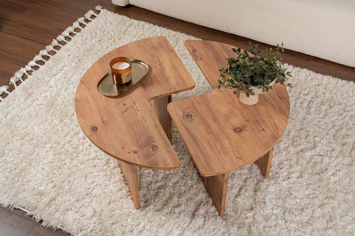 Runder Couchtisch Moari Atlantische Kiefer Melamin 90 cm 