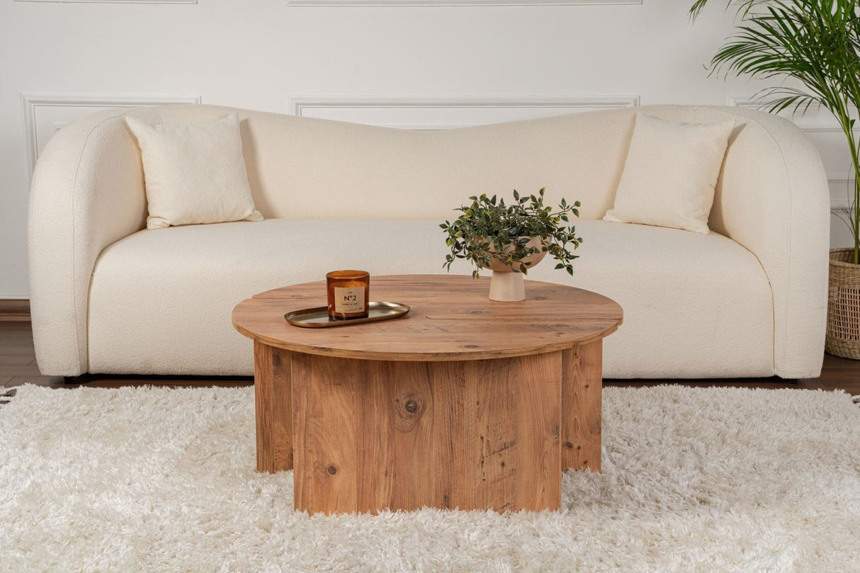 Runder Couchtisch Moari Atlantische Kiefer Melamin 90 cm 