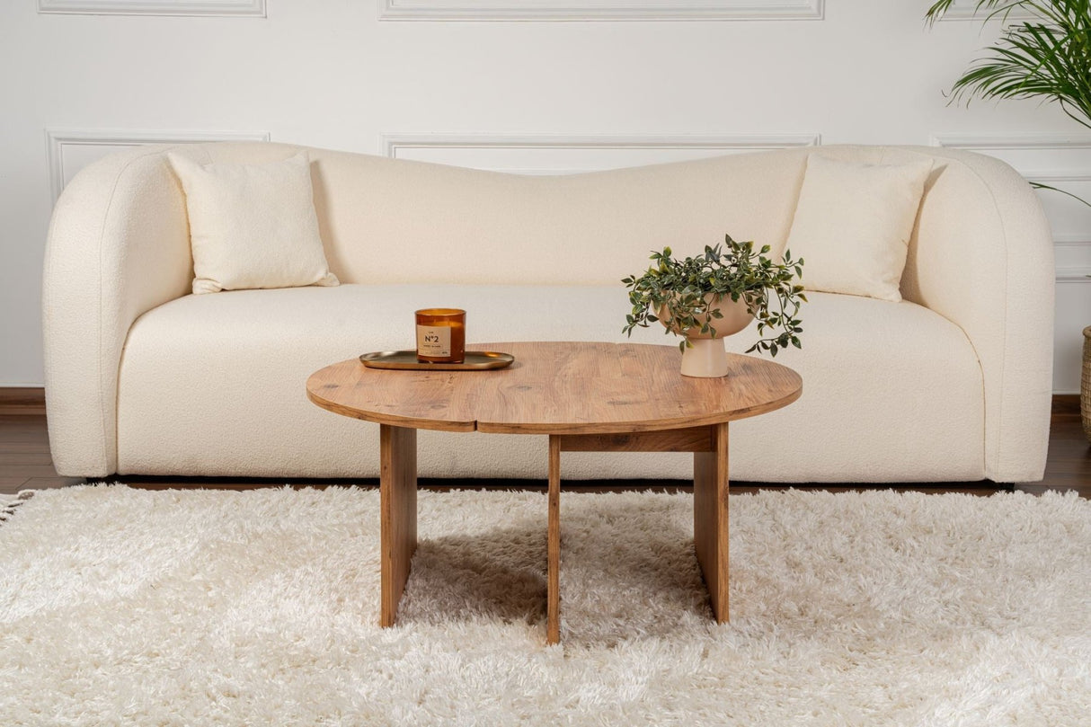 Runder Couchtisch Moari Atlantische Kiefer Melamin 90 cm 