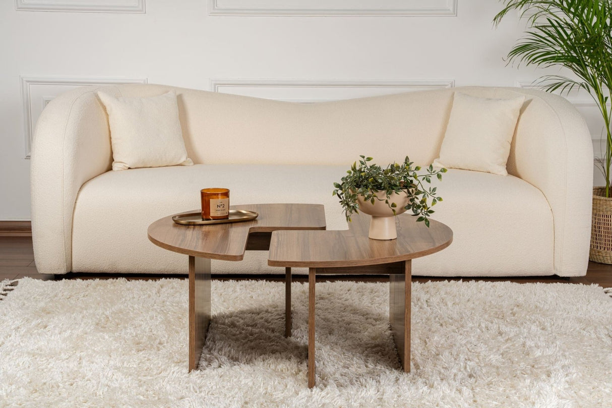 Runder Couchtisch Moari Walnuss Melamin 90 cm 